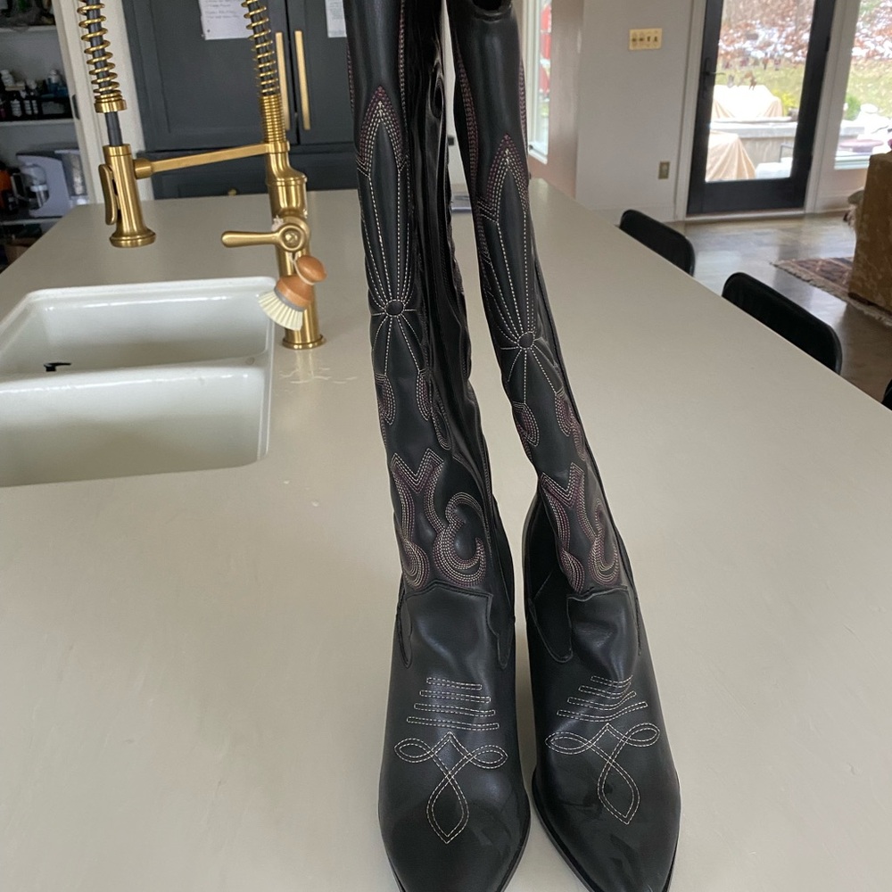 Steve Madden Black Embroidered Western Boots - image 2
